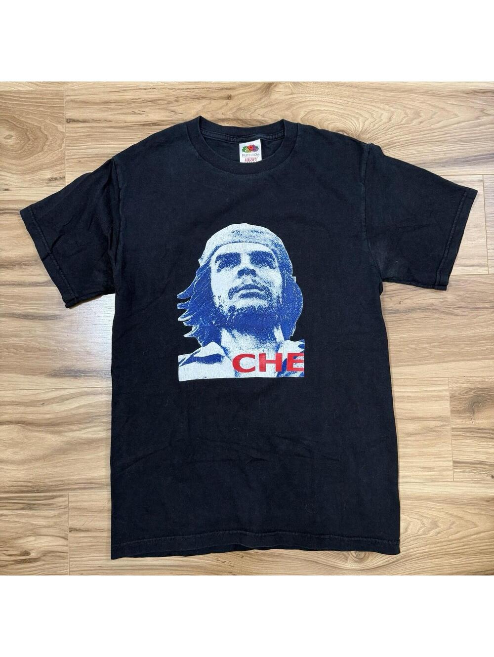 Vintage Che Guevara Graphic Tee Black Heavy Cotton Fruit of the Loom S